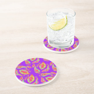 fichezazzle Neon Paisley Coaster