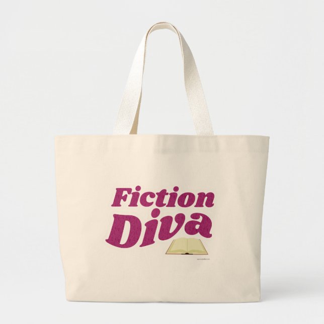 Fiction Diva Sassy Author Design Slogan Large Tote Bag (Front)