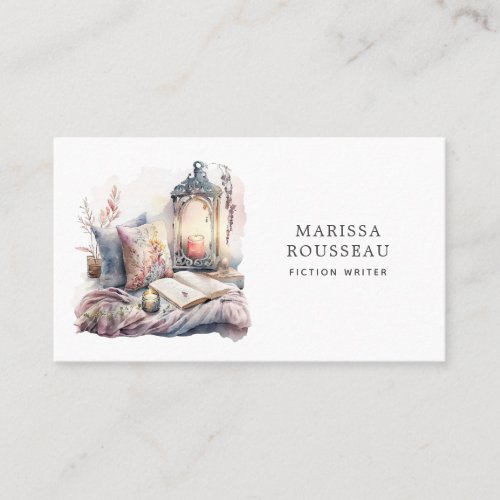 Fiction Writer Watercolor Reading Corner Business  Business Card