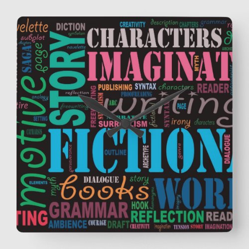 Fiction Writers Word Art Clock