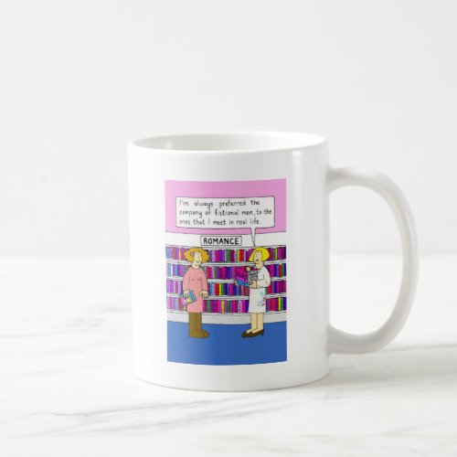 Fictional Romance in the Library Cartoon Ladies Coffee Mug
