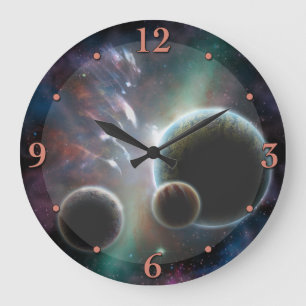 Fictional Space Scene Planets Astronomy Clock