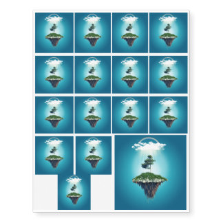 Fictitious floating island temporary tattoos