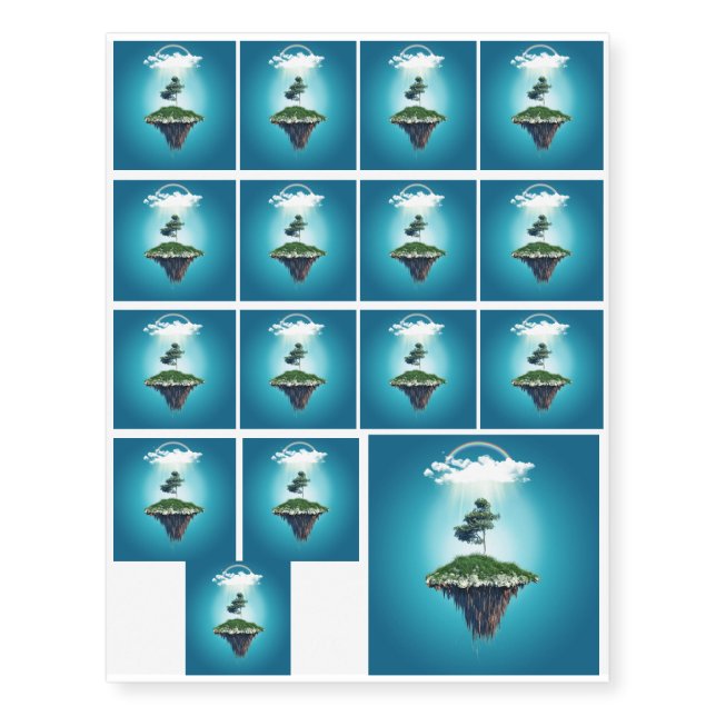 Fictitious floating island temporary tattoos (Front)