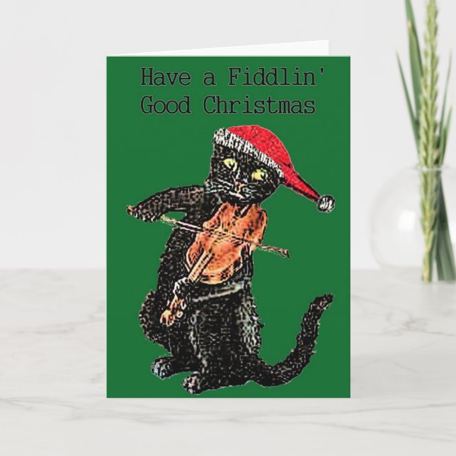 Fiddle Cat Christmas Card (Front)
