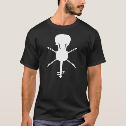 Fiddle  Cross_Bows Skull  Crossbones Dark T_Shirt