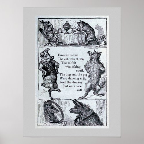 Fiddle_de_dee Vintage Animal Illustration Poster