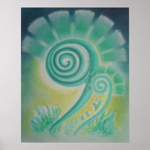 Fiddle Head Fern Energy Pattern Pastel Poster