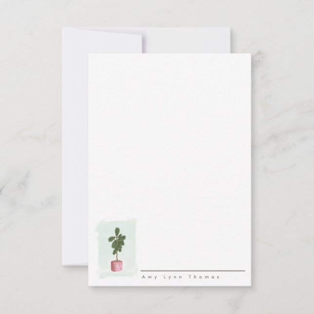 FIDDLE LEAF FIG Personalized Stationery Note Card (Front)