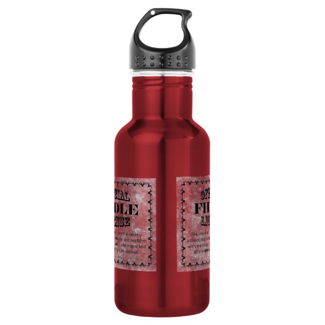 Fiddle License Stainless Steel Water Bottle (Front)