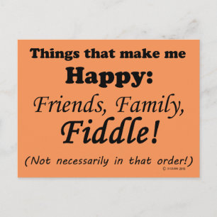 Fiddle  Makes Me Happy Postcard