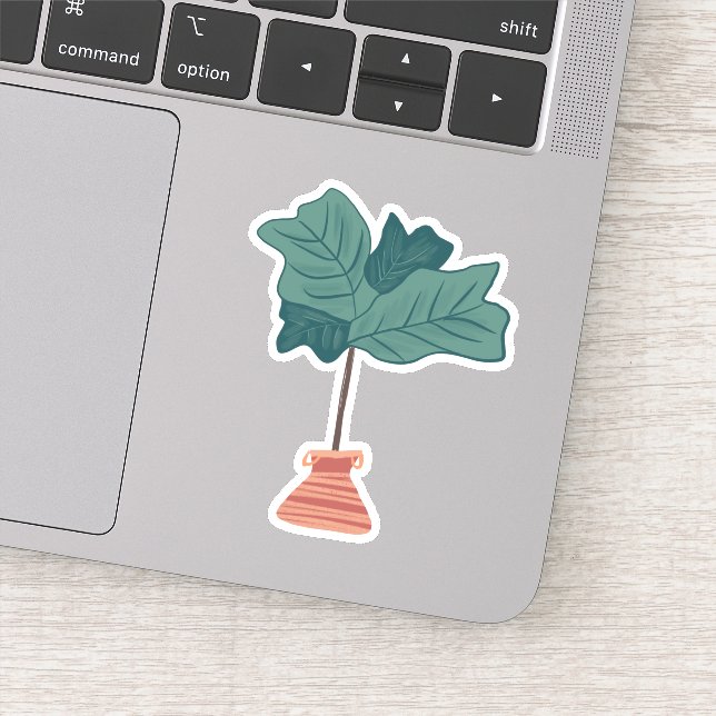 Fiddle Tree Leaf Houseplant Hand Drawn Sticker (Detail)