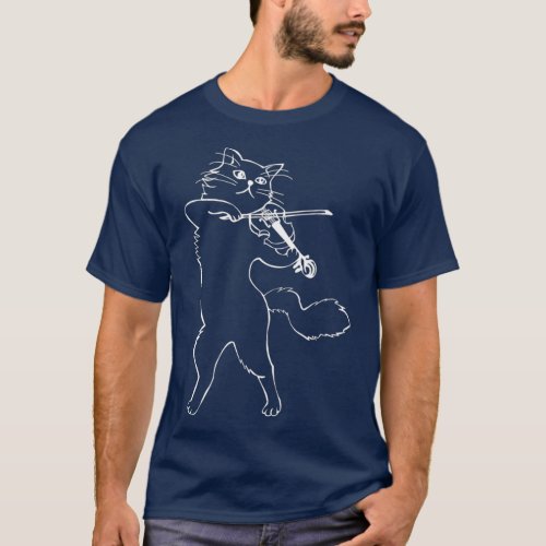 Fiddle Violin Cat Musician Instrument Band T_Shirt