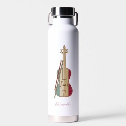 Fiddle Whisperer Vintage Violin Personalized Music Water Bottle