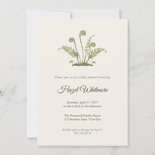 Fiddlehead Ferns Spring Baby Shower Invitation