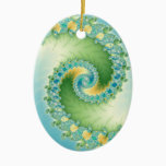 Fiddlehead - Fractal art Ceramic Ornament