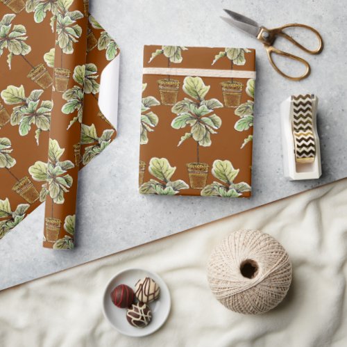 Fiddleleaf Fig Potted Houseplant Wrapping Paper
