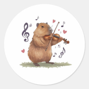 fiddler capybara classic round sticker