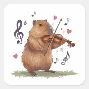 fiddler capybara square sticker