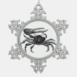 Fiddler Crab Drawing Snowflake Pewter Christmas Ornament