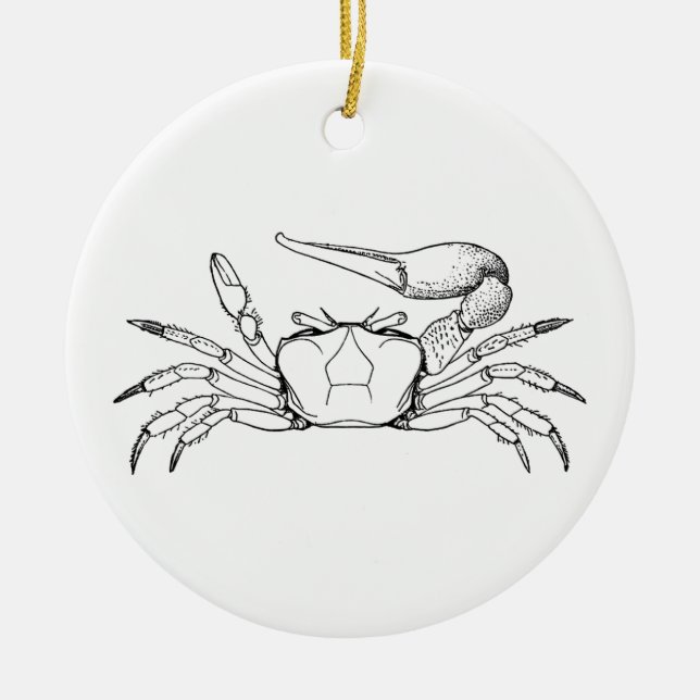 Fiddler Crab Illustration (line art) Ceramic Ornament (Front)