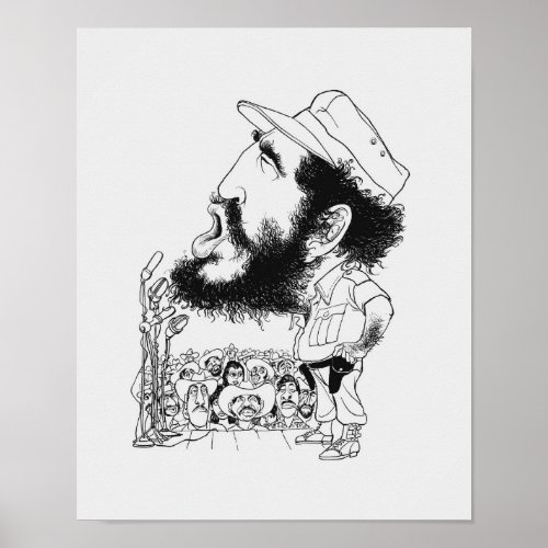 Fidel Castro Caricature _ Edmund S Valtman Poster