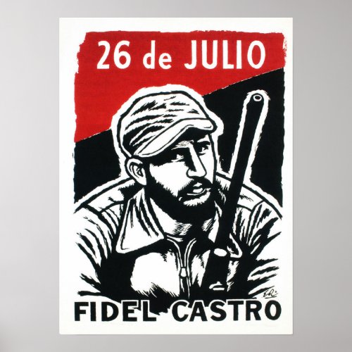 Fidel Castro Cuban Revolution Movement Propaganda Poster