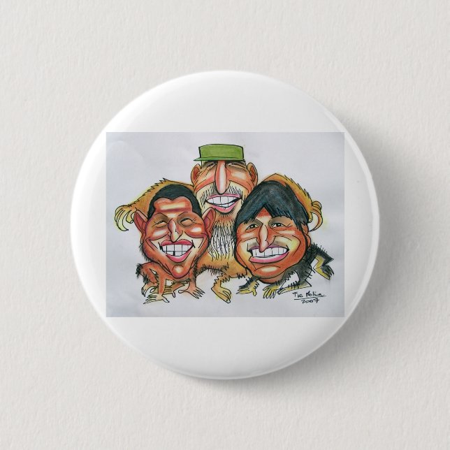 fidel castro,hugo chavez, evo morales pinback button (Front)