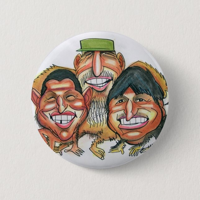 fidel castro,hugo chavez, evo morales pinback button (Front)
