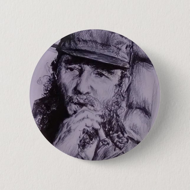 Fidel Castro Pinback Button (Front)