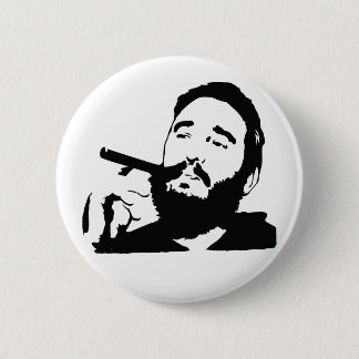Fidel Castro with Cigar Portrait Button