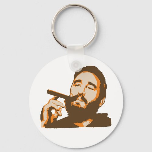 Fidel Castro with Cigar Portrait Keychain