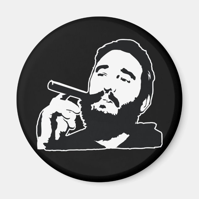 Fidel Castro with Cigar Portrait Magnet (Front)