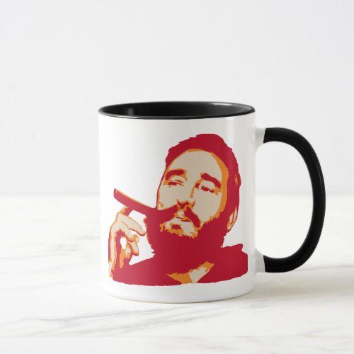 Fidel Castro with Cigar Portrait Mug