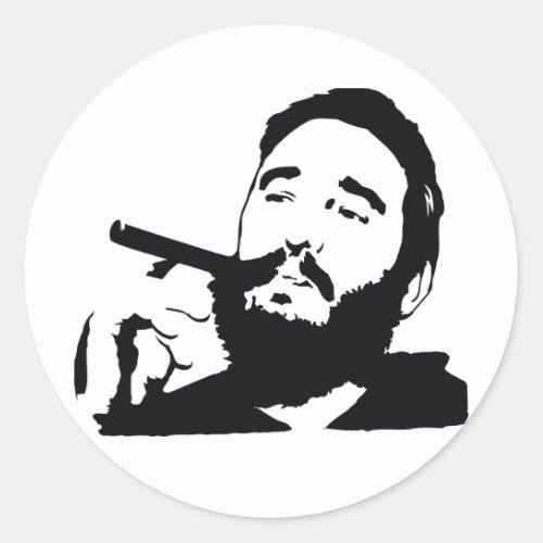 Fidel Castro with Cigar Portrait Sticker