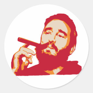 Fidel Castro with Cigar Portrait Sticker