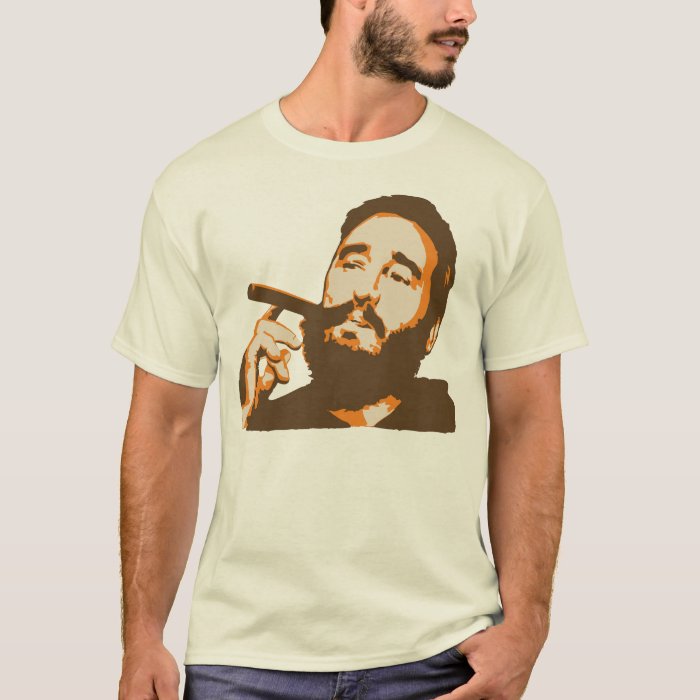 Fidel Castro with Cigar Portrait T-Shirt | Zazzle