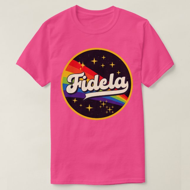 Fidela Rainbow In Space Vintage Style T-Shirt (Design Front)