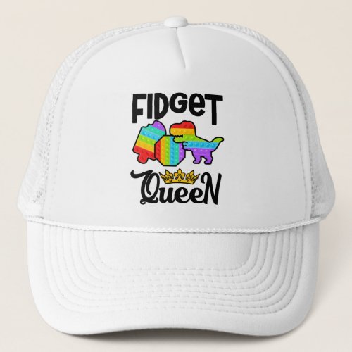 Fidget Queen Popit Pop It Colorful T Rex Popsicle Trucker Hat