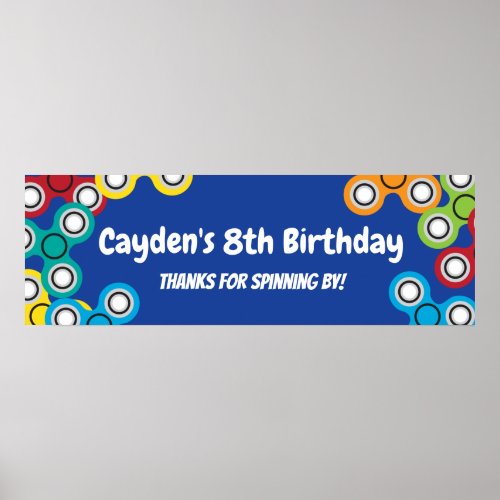 Fidget Spinner Birthday Party Banner Poster