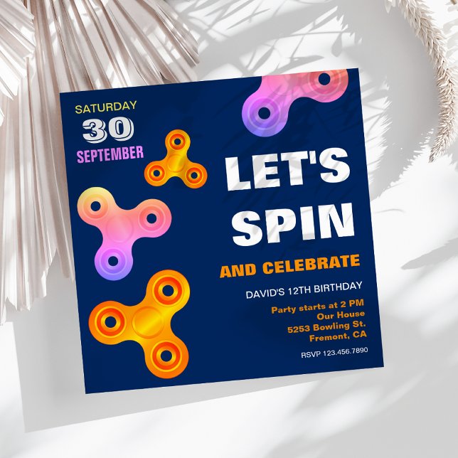 Fidget Spinner Birthday Party Invitation (Creator Uploaded)