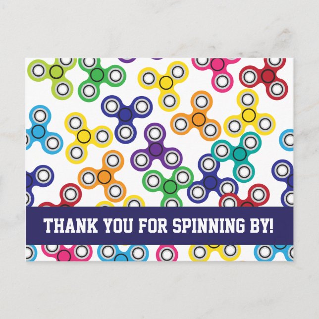 Fidget Spinner Birthday Party Thank You Postcard (Front)