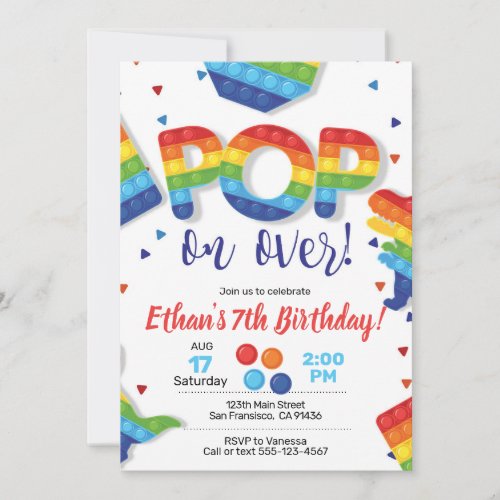 Fidget toy Pop it Fidget Invitation with Pop It