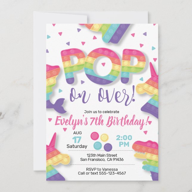 Fidget toy, Pop it, Fidget Invitation with Pop It (Front)