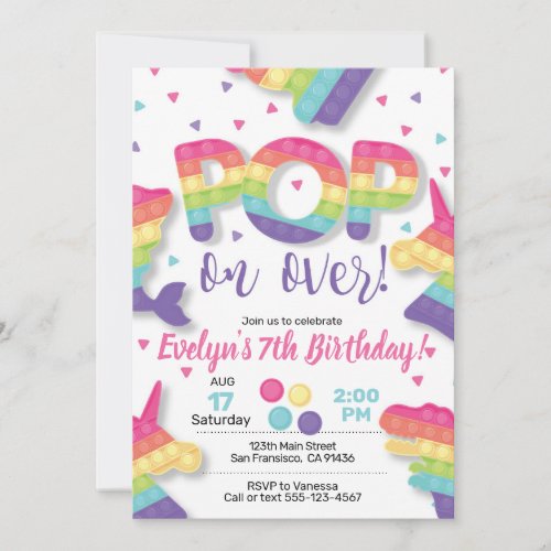 Fidget toy Pop it Fidget Invitation with Pop It