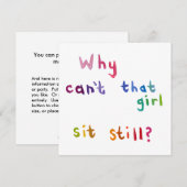 Fidgety girls can't sit still things to do fun art (Front/Back)