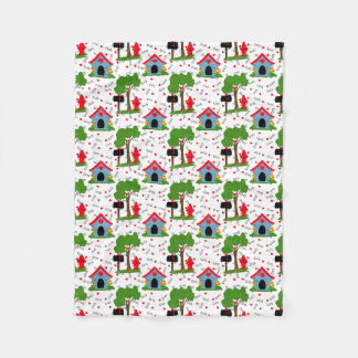 Fido Dog House Hearts Bones Fleece Blanket
