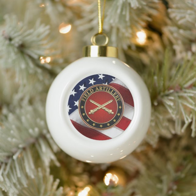 Field Artillery Branch Insignia Special Edition Ceramic Ball Christmas Ornament (Tree)