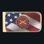 Field Artillery Branch Insignia Special Edition Gold Finish Money Clip<br><div class="desc">Introducing the “Military Insignia & Heraldry” collection by Serge Averbukh,  featuring unique,  high-quality military heraldry designs. Here you will find pieces featuring the Field Artillery branch insignia</div>