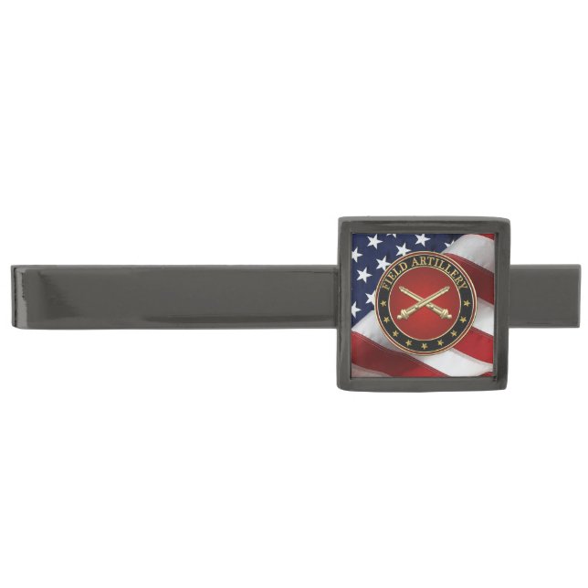 Field Artillery Branch Insignia Special Edition Gunmetal Finish Tie Bar (Front)